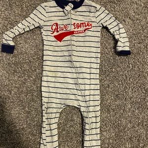 Member Mark brand, Boys sleeper, zip up, slim fit, Grey and blue striped, 18mth
